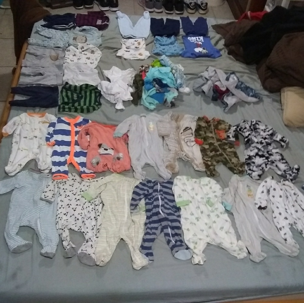 *SOLD* 14 newborn baby boy sleepers